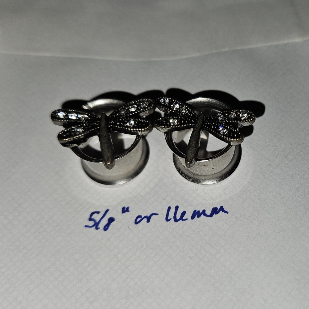 Silver Dragonfly Ear Plugs